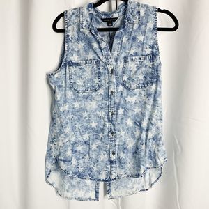 Rock & republic distressed star button down blouse